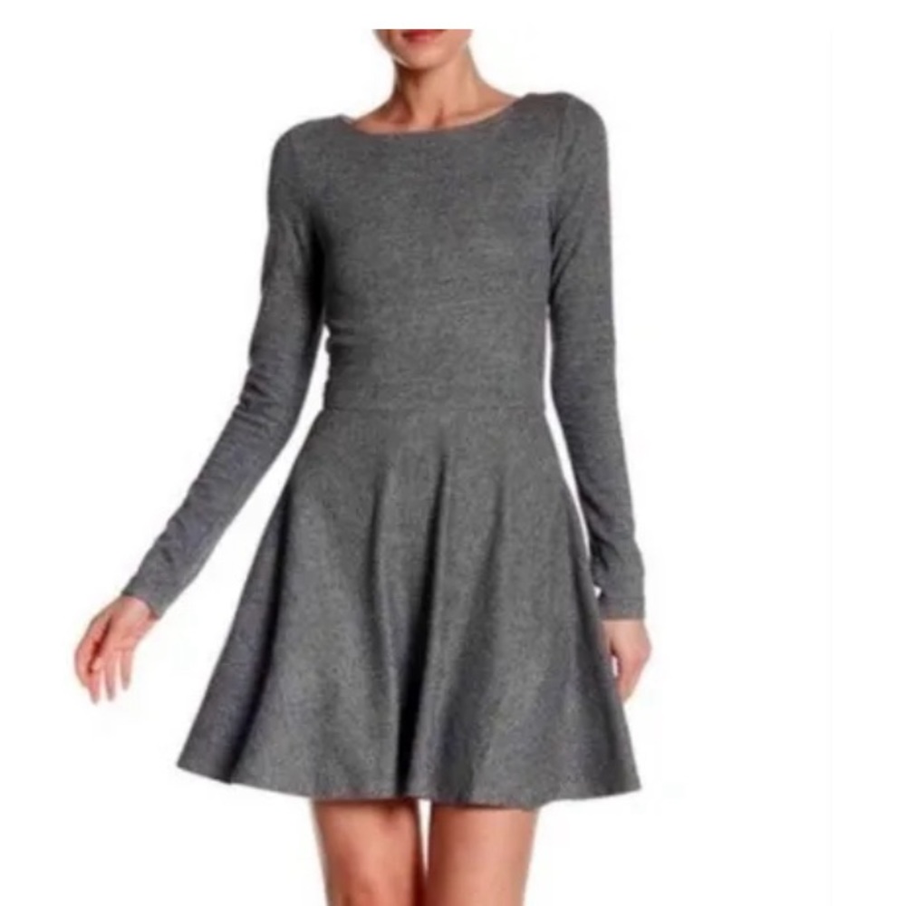 Alice + Olivia Brinley Knit Mini Dress - Grey Long Sleeve | Size 4